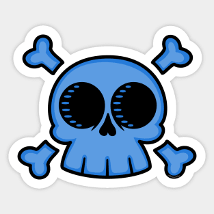 Skull and Crossbones Neon Blue Sticker